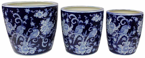 Royal Blue Parrots Pot D39.5