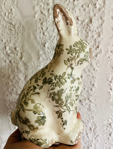 Ceramic Rabbit Green/White