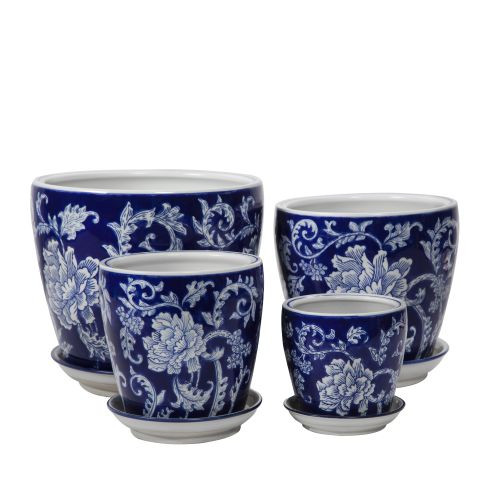 Whimsical Blue/White Pot D12.5