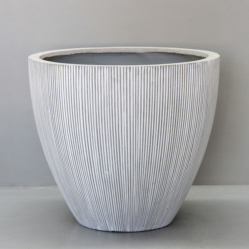 Vertical Stripe Egg Pot White Lrg