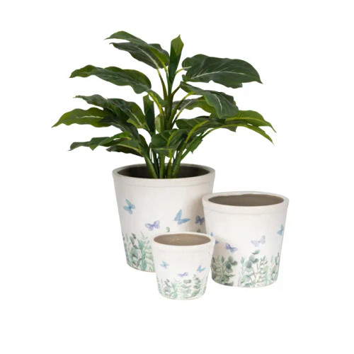 Tall Pot Blue Butterfly Med D16