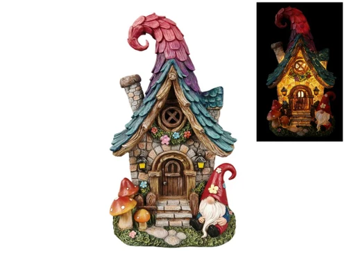 Solar Fairy Garden House W/Gnome 30cm