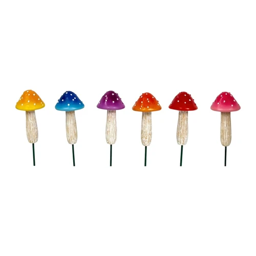 Mushroom Garden Stake Asst Colours