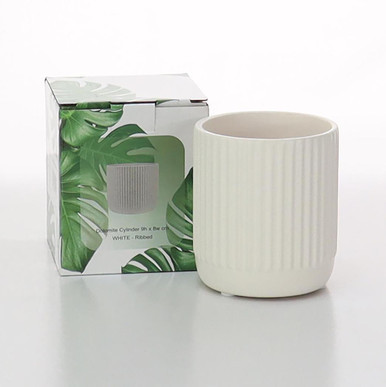 Pedestal Pot Rippled White 21H