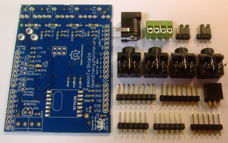 emonTx Shield SMT V2.5 - SMT assembled - thru-hole components supplied as kit, soldering required