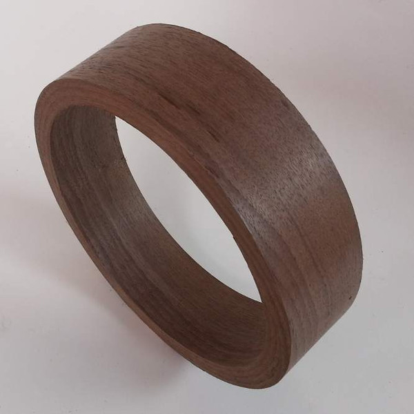 Banjo rim in walnut shown coarse turned