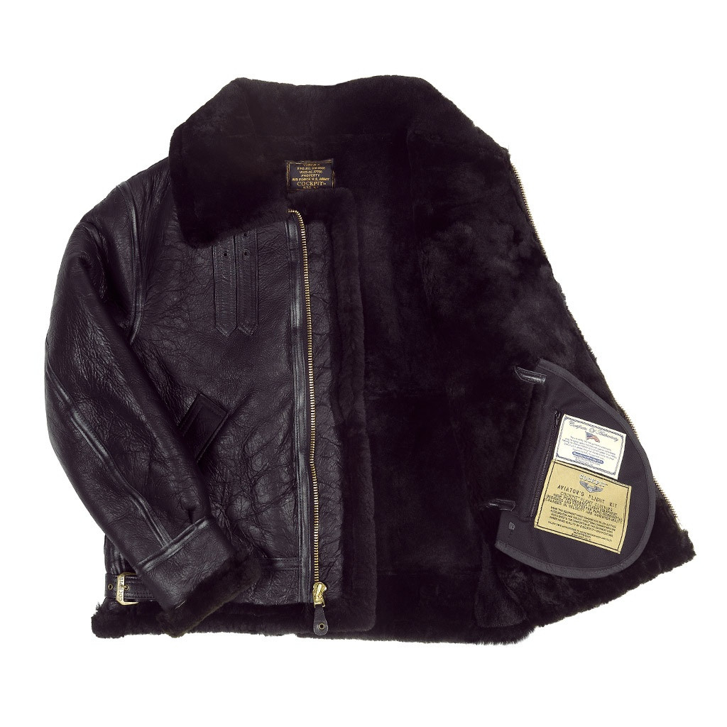 COCKPIT USA コックピット TYPE B-3 ムートン　ジャケット Men's B-3 Sheepskin Bomber Jacket - Fur-Hooded
