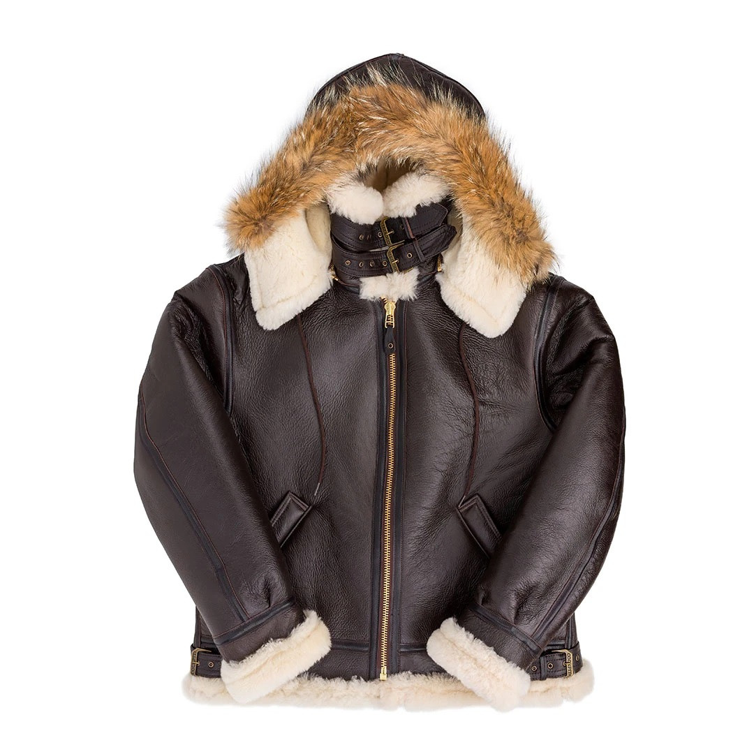 Cockpit USA B-3 Hooded Sheepskin Bomber Jacket USA Made