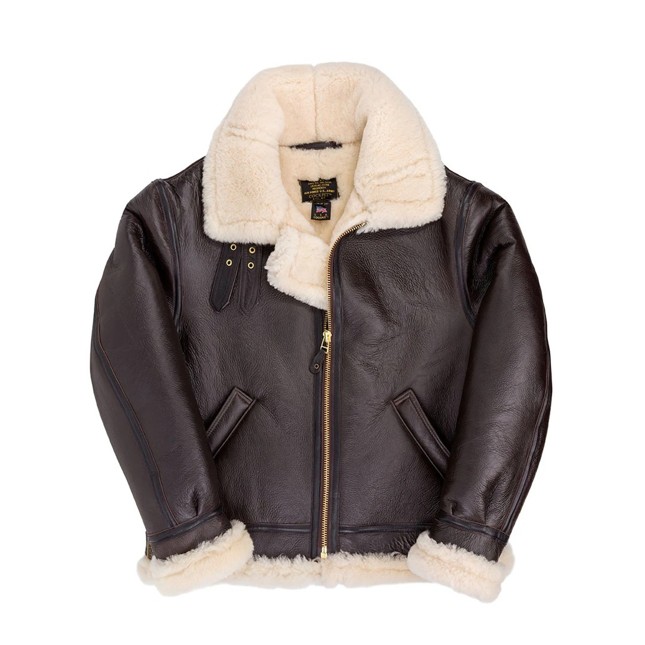 Cockpit USA B-3 Hooded Sheepskin Bomber Jacket USA Made