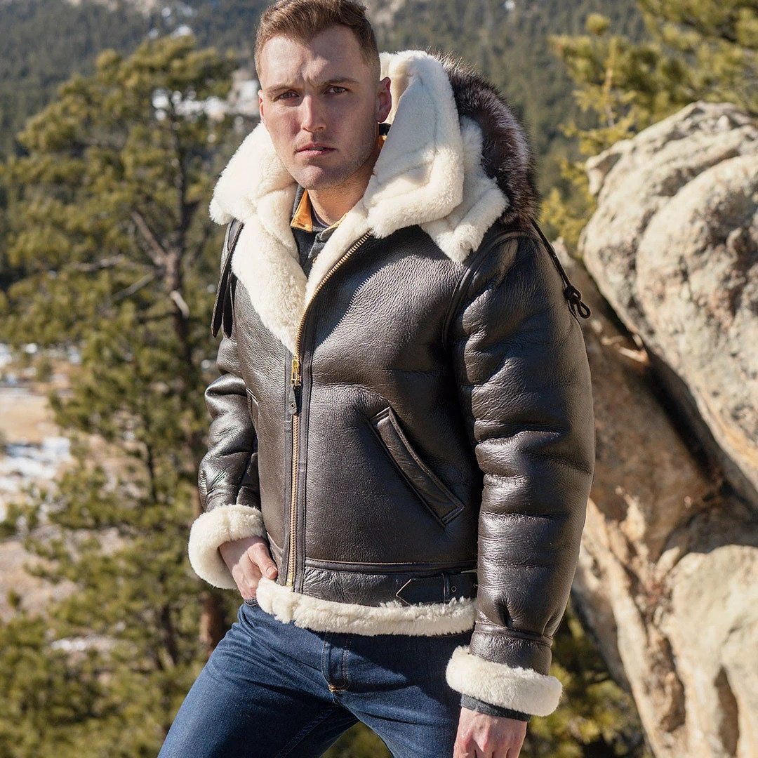 Cockpit USA B-3 Hooded Sheepskin Bomber Jacket USA Made