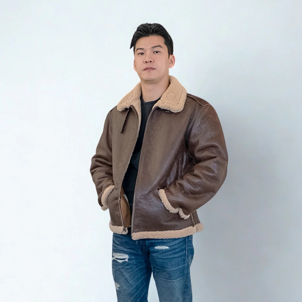 奇跡の46size✨【米国製】schott B-6 フライトジャケット ムートン 