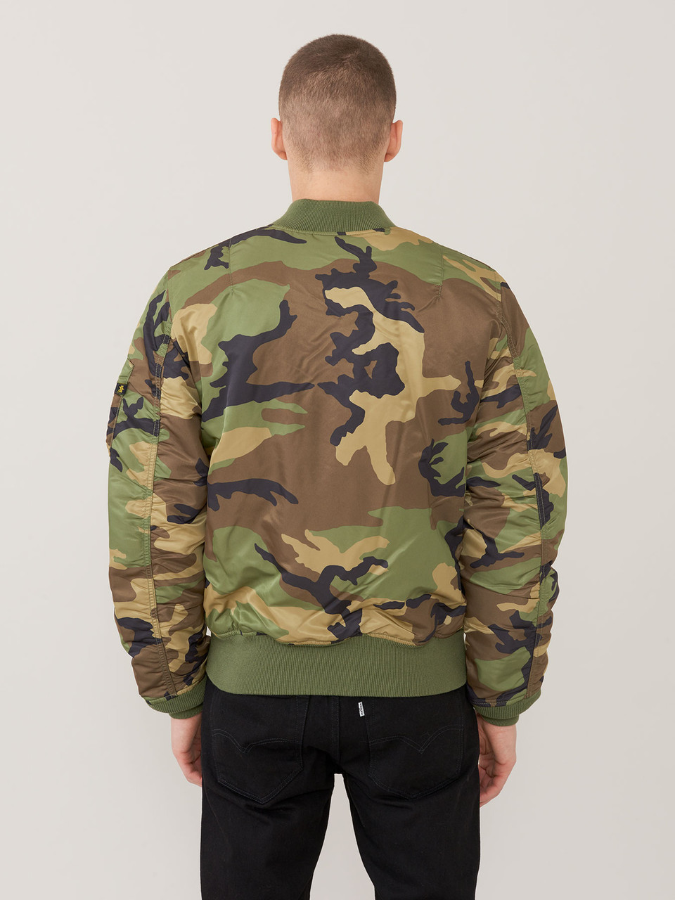 Alpha Industries Ma-1 Slim Fit Flight Jacket Woodland Camo