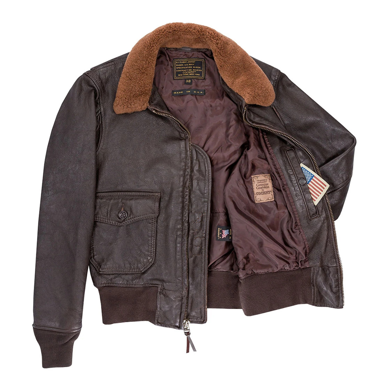 Cockpit USA Vintage G-1 Jacket without Patches Brown USA Made
