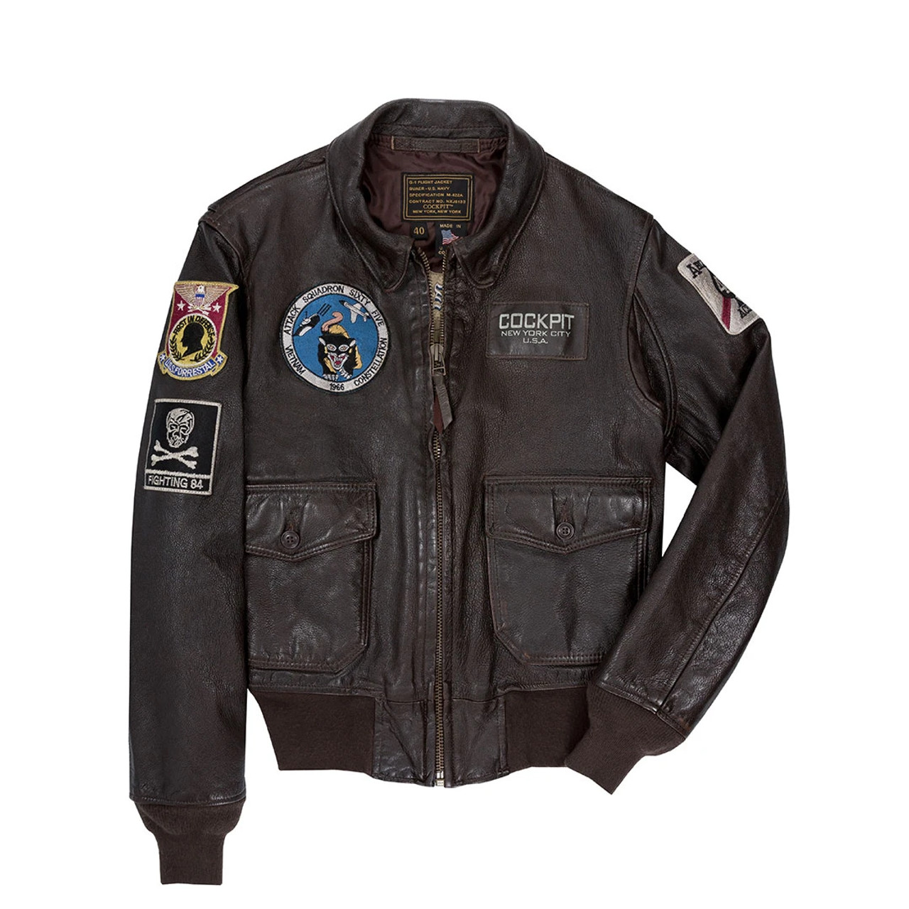 Cockpit USA Chaqueta de vuelo Top Gun para mujer, color marrón con