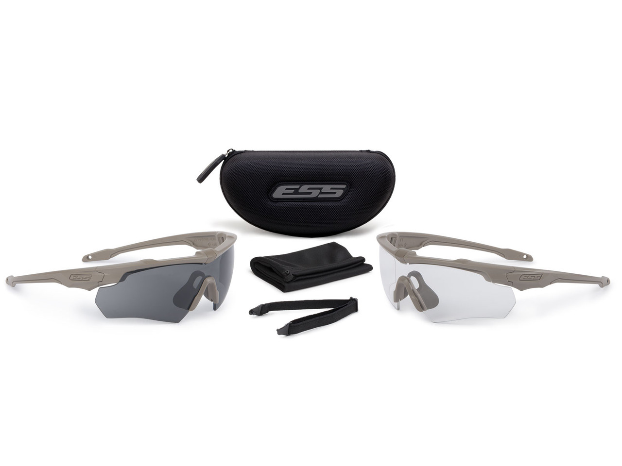 ESS CrossBlade 2X Terrain Tan 2 assembled Clear & Smoke Gray lens