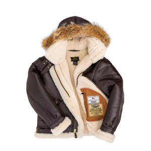 Cockpit USA B-3 Hooded Sheepskin Bomber Jacket USA Made Cockpit USA B-3 Hooded Sheepskin Bomber Jacket USA Made