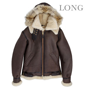 Cockpit USA B-3 Hooded Sheepskin Bomber Jacket (Long) USA Made Cockpit USA B-3 Hooded Sheepskin Bomber Jacket (Long) USA Made