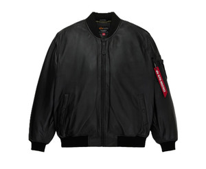 Alpha Industries Leather MA-1 Leather Flight Jacket Black