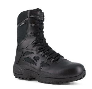 Reebok Men's 8" Rapid Response RB Stealth Waterproof Boot with Side Zipper Black Reebok Men's 8" Rapid Response RB Stealth Waterproof Boot with Side Zipper Black