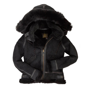 Cockpit USA Women's Hooded B-3 Bomber Jacket in Black USA Made Cockpit USA Women's Hooded B-3 Bomber Jacket in Black USA Made