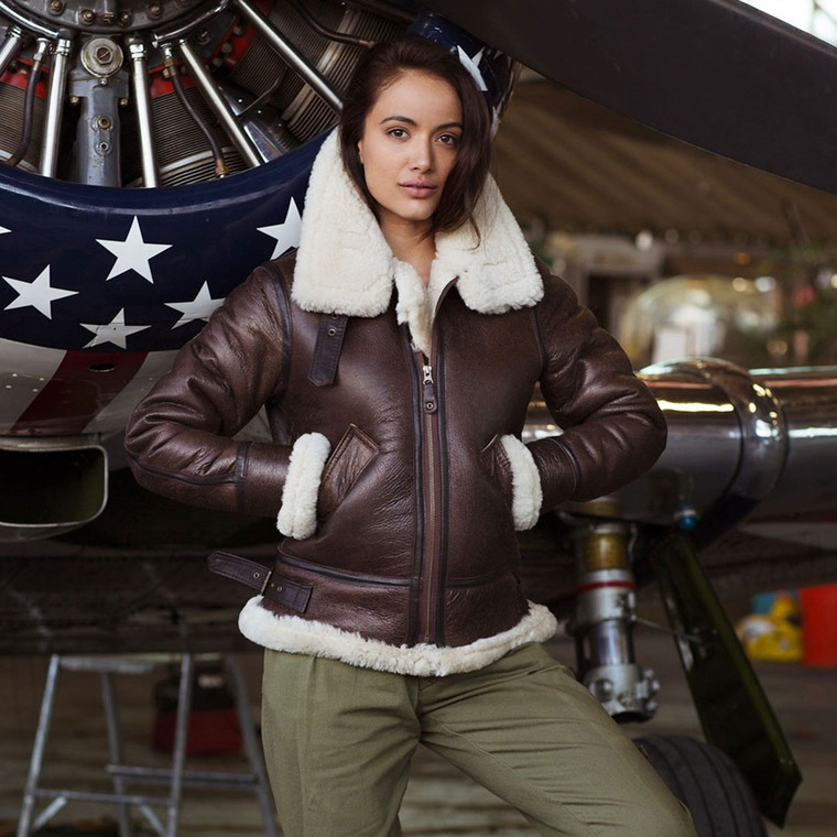 Cockpit USA Chaqueta bomber B-3 para mujer fabricada en Estados Unidos