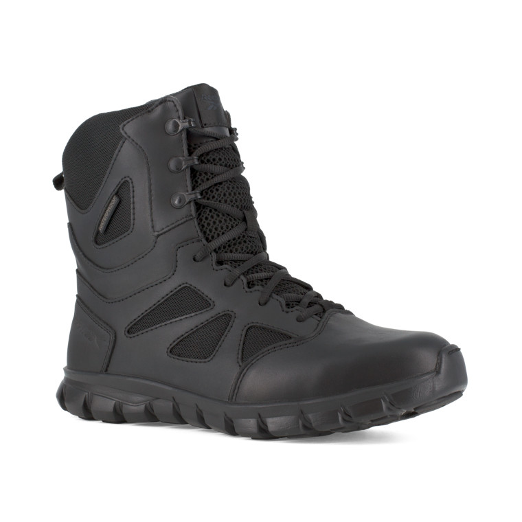 Reebok Men's 8" Sublite Cushion Tactical Waterproof Boot with Side Zipper Black