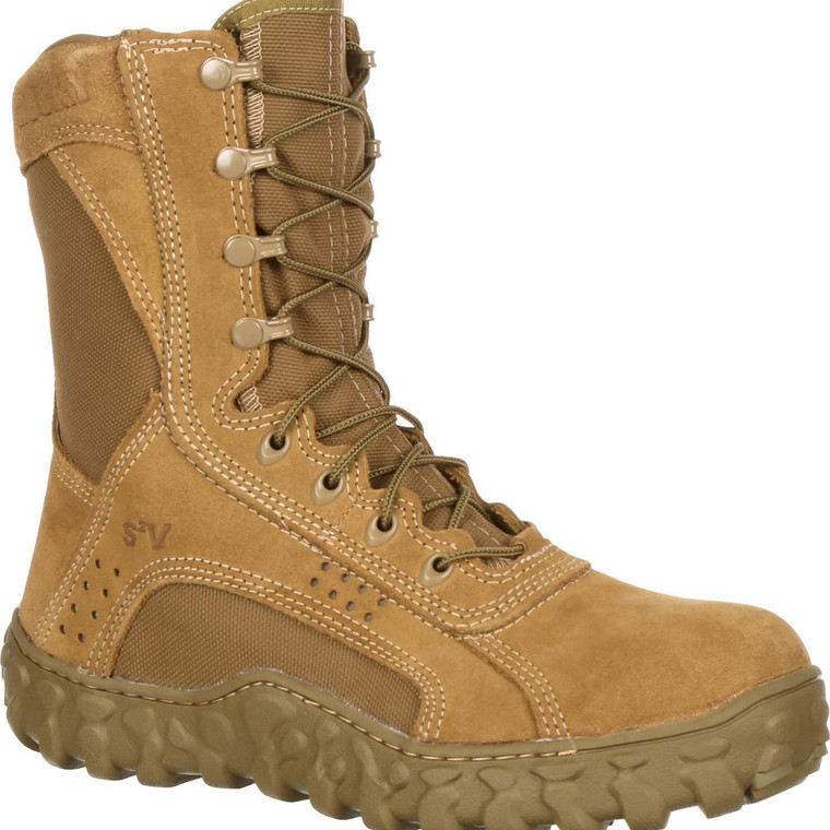 Bota militar Rocky s2v com biqueira de aço coyote marrom fabricada nos EUA 