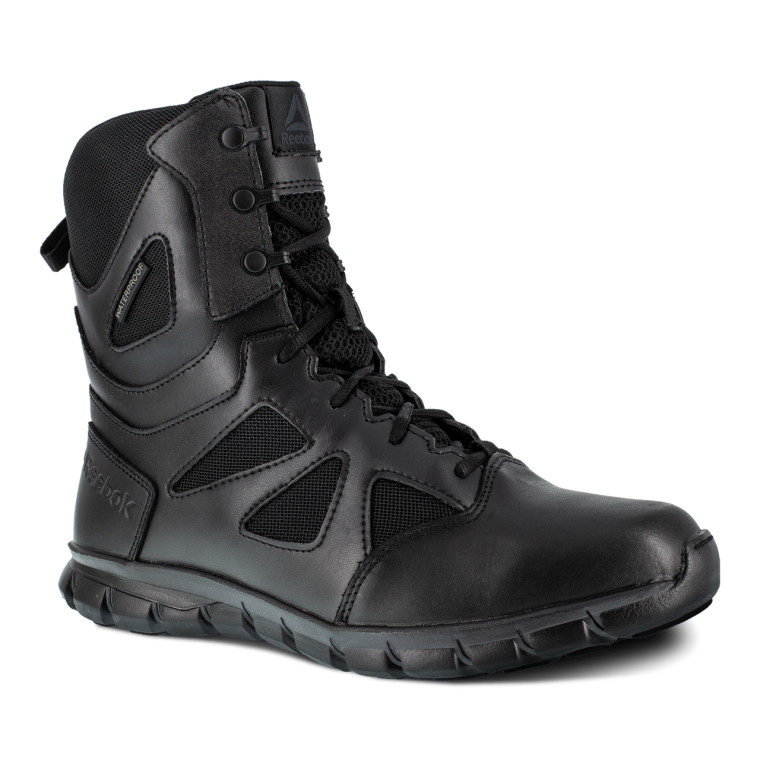 Reebok Women's 8" Sublite Cushion  Tactical Waterproof Boot with Side Zipper Black