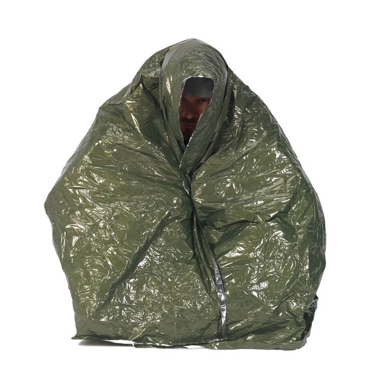 NDUR Emergency Survival Blanket Olive Drab / Silver