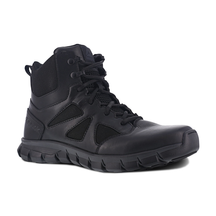 Reebok Women's 6" Sublite Cushion Tactical Boot with Side Zipper Black 