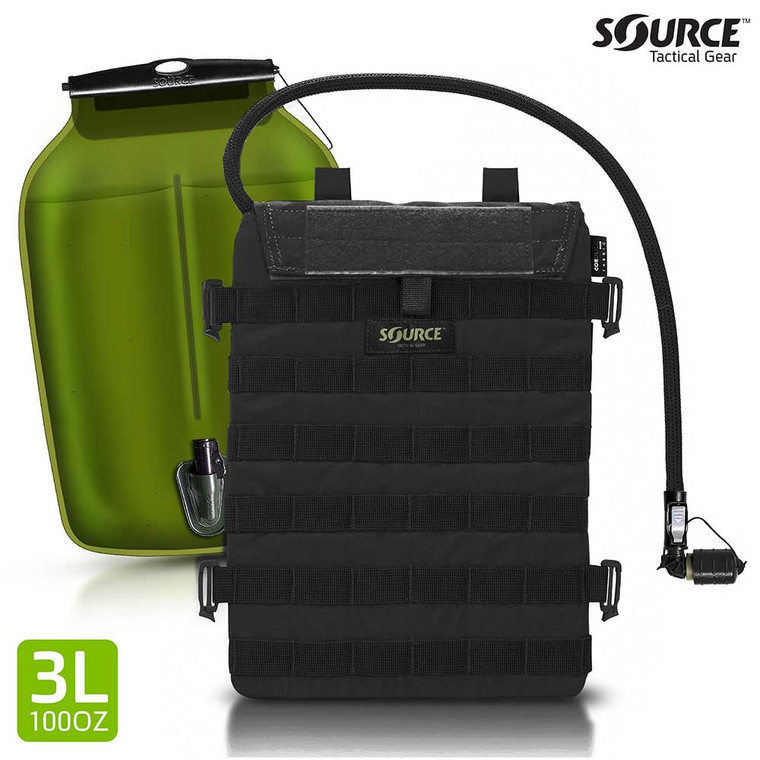 Source Tactical Hydration Razor 3 litros, 100 oz Sistema de hidratación de perfil bajo negro