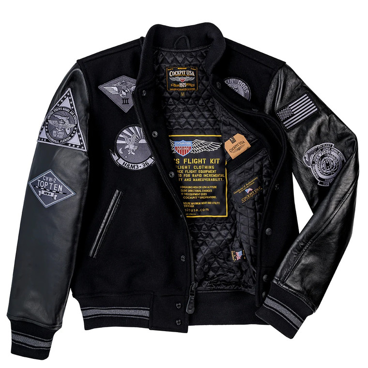 Cockpit USA Stealth Varsity Jacket USA Made