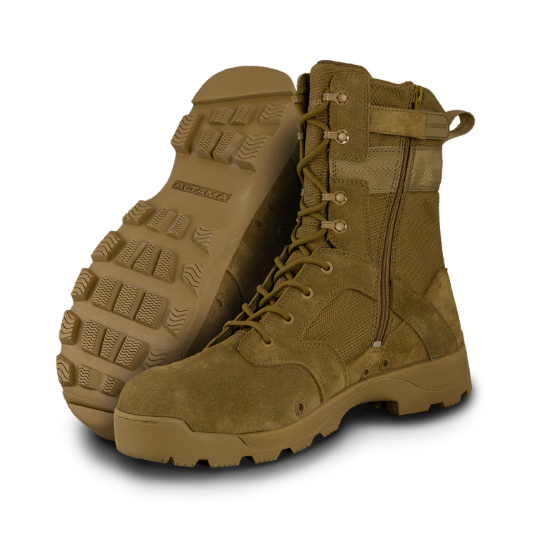 Bottes d'assaut Altama jungle avec fermeture éclair latérale marron coyote conformes à l'ar 670-1