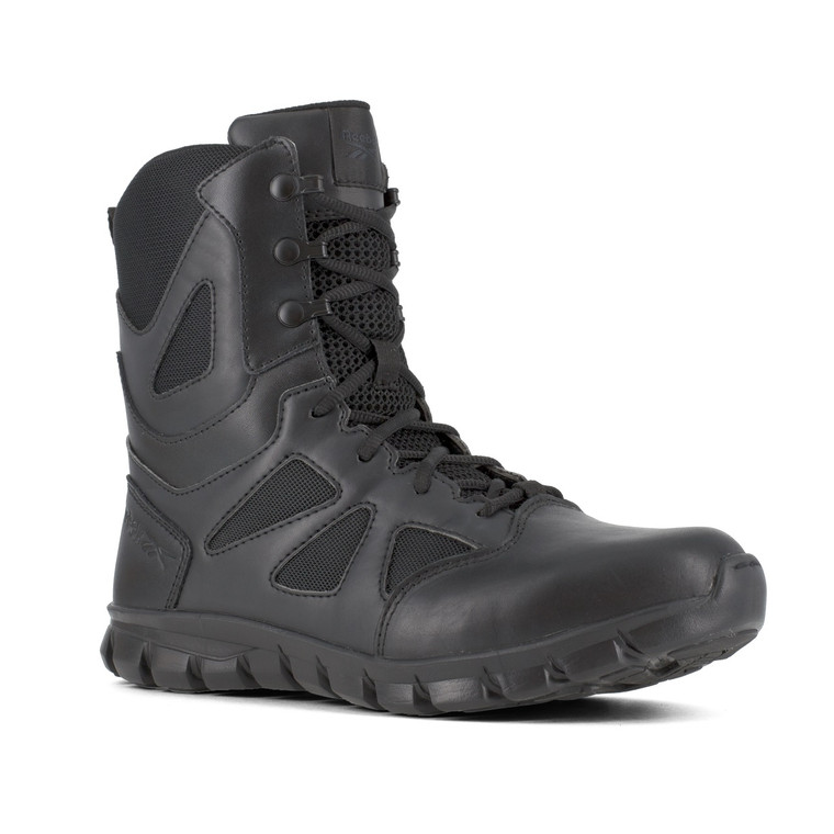 Reebok Men's 8" Sublite Cushion Tactical Boot with Side Zipper Black