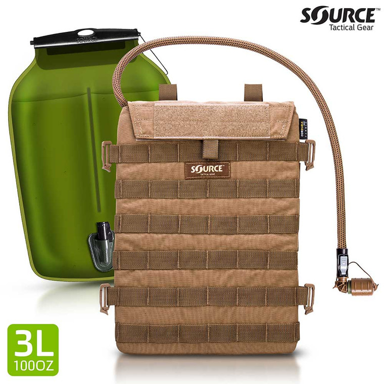 Source Tactical Hydration Razor 3 ลิตร, ระบบให้ความชุ่มชื้นแบบ Low Profile 100 ออนซ์ Coyote Brown