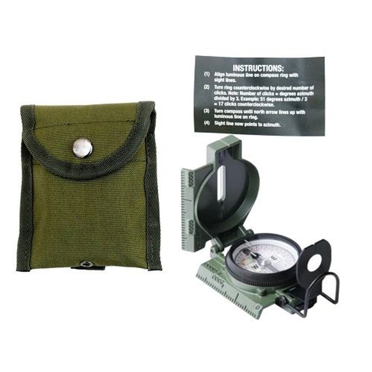 US Military Issue Tritium Compass with MOLLE Pouch (Newest Issue)