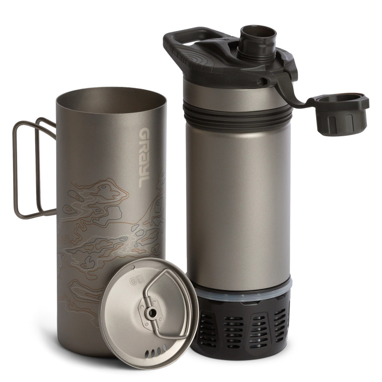 Grayl Geopress 24 oz Titanium Filter & Purifier Bottle Covert Black
