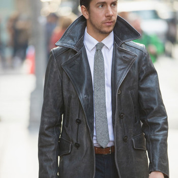 old leather pea coat