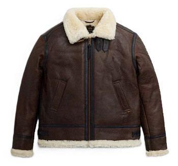 Alpha Industries B-3 Sherpa Sheepskin Bomber Jacket Brown