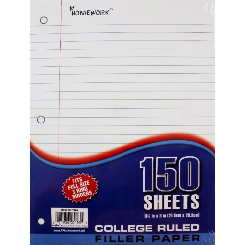 Filler Paper College Ruled 10.5" x 8" 150 sheets