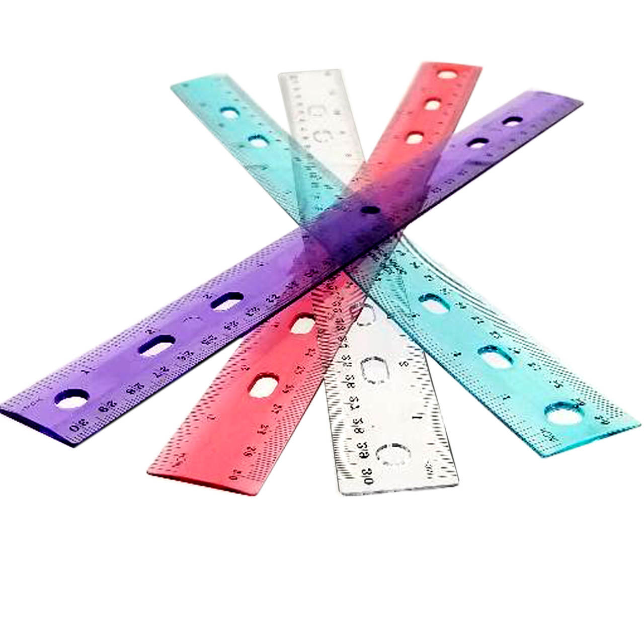  6 Pack Color Transparent Ruler Plastic Rulers, Metric