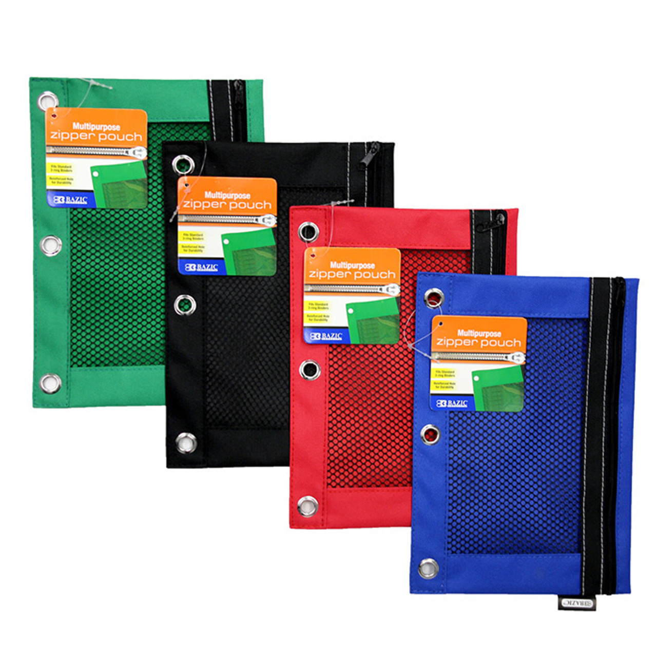 24 Wholesale Bulk Pencil Pouches In 4 Assorted Colors - at