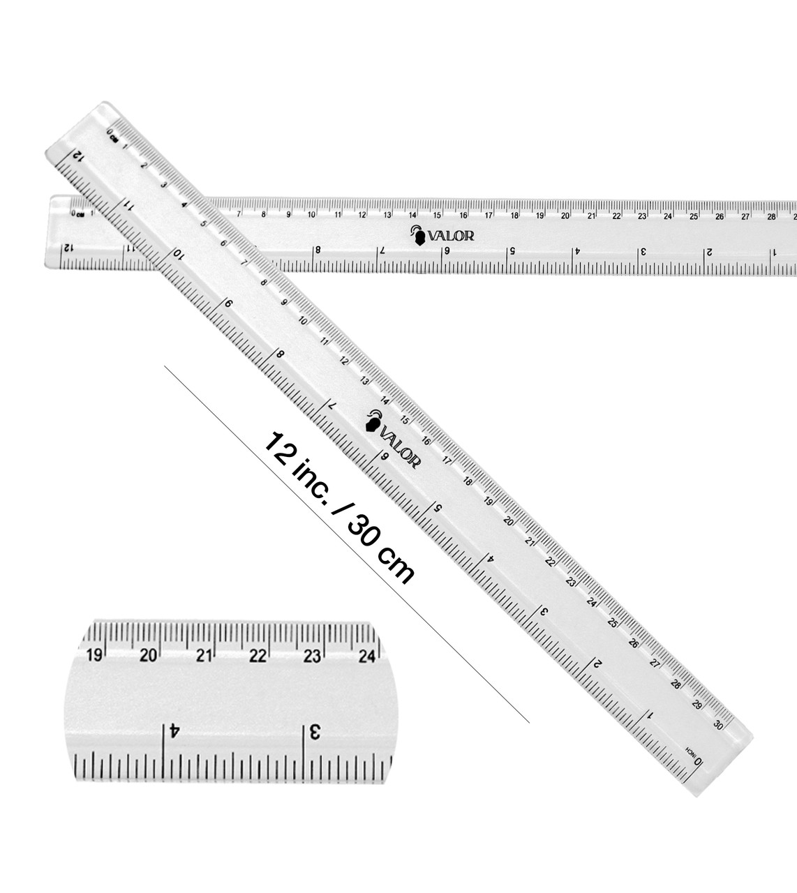 BAZIC Plastic Clear Ruler 12 (30cm), Students School Supplies, 24-Pack 