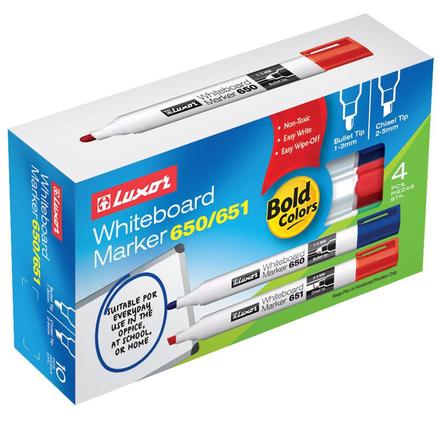 Luxor Multicolor Whiteboard Markers, 10 Per Box