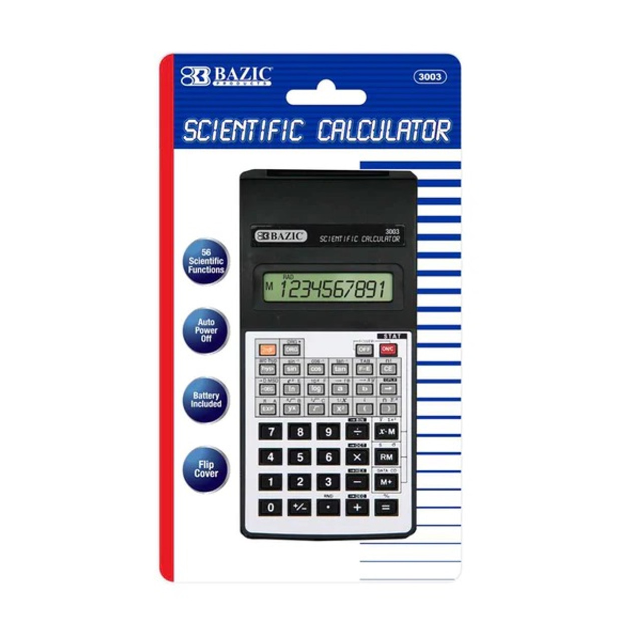 BAZIC 56 Function Scientific Calculator with Flip Cover