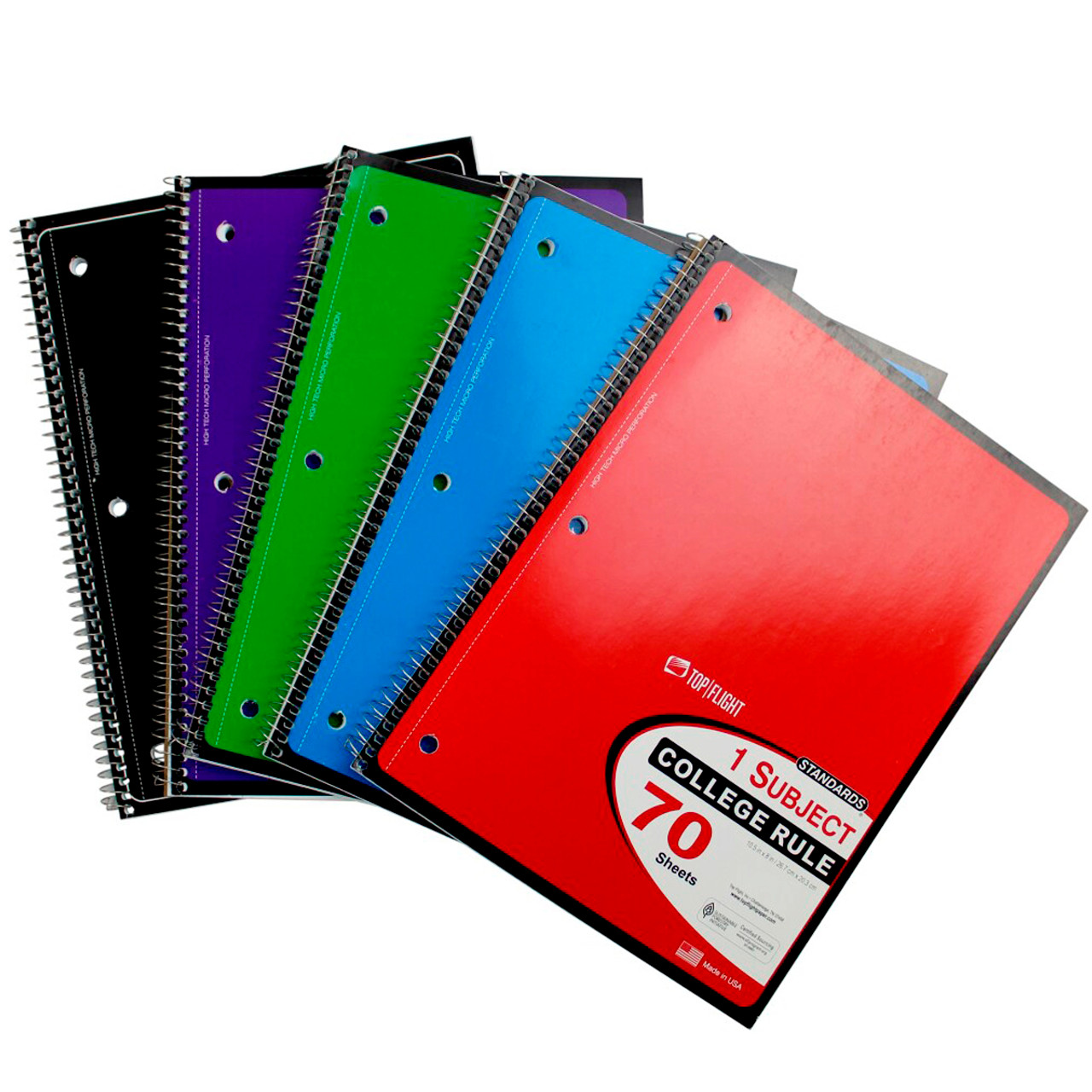 Standards Premium 1 Subject Spiral Notebooks, College Ruled, 70 Sheets