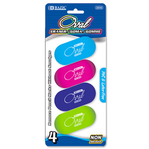 BAZIC Bright Color Oval Eraser (4/Pack) BAZIC Bright Color Oval Eraser (4/Pack)