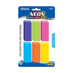BAZIC Neon Bevel Eraser (6/Pack) BAZIC Neon Bevel Eraser (6/Pack)
