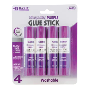 BAZIC 0.28 oz (8g) Washable Disappearing Purple Glue Stick (4/Pack), 24 units per case
