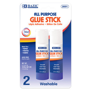 BAZIC 0.7 oz (21g) Premium Glue Stick (2/Pack) BAZIC 0.7 oz (21g) Premium Glue Stick (2/Pack)